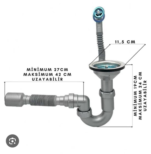 ÇÖP.S"Lİ GVD.KVT TAŞ. EVİYE SİFONU DİR.FLEX TAH. 40-50